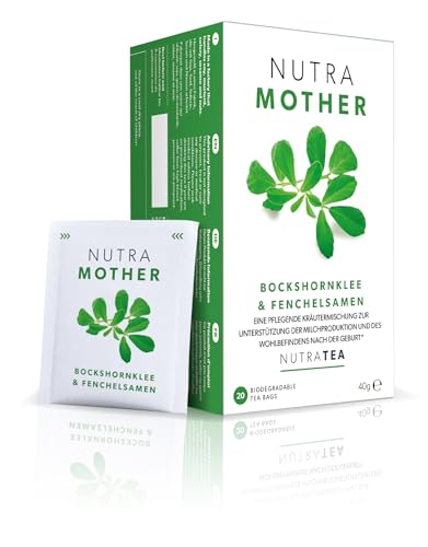 Nutra Tea NUTRAMOTHER, Stilltee unterstützt Milchbildung nach der Geburt, Bockshornklee Tee trägt zur Stärkung der Vitalität bei, 120 wiederverwendbare Teebeutel, Mutter Tee mit Himbeerblätter von Nutra Tea