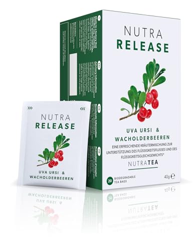 Nutra Tea NUTRARELEASE, Blasen und Nierentee für natürliche Entwässerung, Harntee ideal bei Blasenentzündung, Blasentee, 20 wiederverwendbare Teebeutel, Krätuertee mit Bärentraube & Brennnessel von Nutra Tea