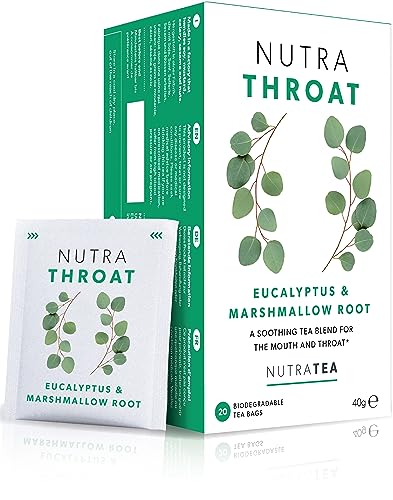 Nutra Tea NUTRATHROAT, Immun- & Erkältungstee für Hals & Rachen, Hustentee zur Unterstützung des Immunsystems und der Atemwege, 120 wiederverwendbare Teebeutel, Kräutertee mit Kamille & Pfefferminze von Nutra Tea