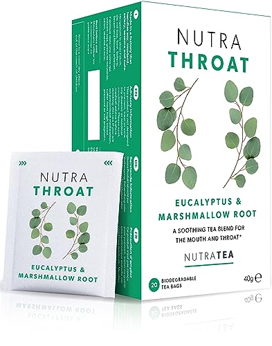 Nutra Tea NUTRATHROAT, Immun- & Erkältungstee für Hals & Rachen, Hustentee zur Unterstützung des Immunsystems und der Atemwege, 120 wiederverwendbare Teebeutel, Kräutertee mit Kamille & Pfefferminze von Nutra Tea