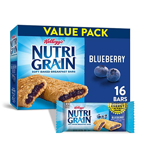 Kellogg's Nutri-Grain, weich gebackene Frühstücksriegel, Blaubeere, hergestellt mit Vollkorn, Vorteilspack, 590 ml (16 Stück) von Nutri-Grain