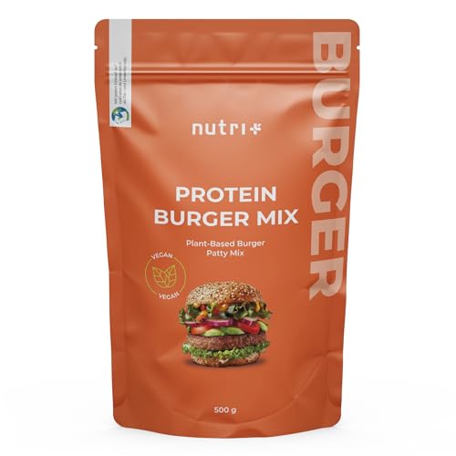 Nutri + Vegan Protein Burger Mix - Veganer Fleischersatz ohne Soja - mit Erbsenprotein - Plant-based Burger Patties - Fleisch Alternative glutenfrei - auch für Frikadellen von Nutri +