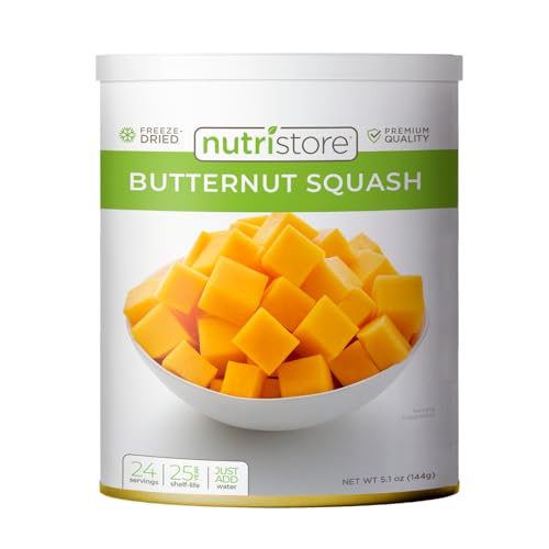 Nutristore Gefriergetrockneter Butternusskürbis, perfekter gesunder Snack, Notfall-Überlebensmittel, erstaunlicher Geschmack und Qualität, 25 Jahre Haltbarkeit (1er-Pack) von Nutristore
