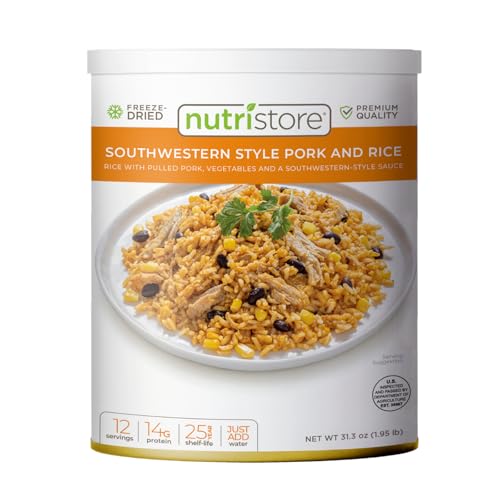 Nutristore Gefriergetrocknetes Schweinefleisch und Reis im südwestlichen Stil, Notfallüberlebensmittel, perfekt für alltägliche Mahlzeiten und langfristige Lagerung, 25 Jahre Haltbarkeit, USDA-geprüft Nutristore Gefriergetrocknetes Schweinefleisch und Reis im südwestlichen Stil, Notfallüberlebensmittel, perfekt für alltägliche Mahlzeiten und langfristige Lagerung, 25 Jahre Haltbarkeit, USDA-geprüft von Nutristore