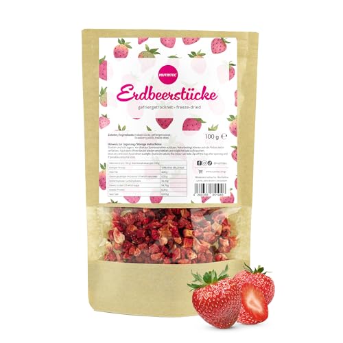 Nutritec Gefriergetrocknete Erdbeeren in Stücke 100g, Früchte gefriergetrocknet ohne Zusätze, Trockenfrüchte im wiederverschließbaren Aromabeutel Nutritec Gefriergetrocknete Erdbeeren in Stücke 100g, Früchte gefriergetrocknet ohne Zusätze, Trockenfrüchte im wiederverschließbaren Aromabeutel von Nutritec