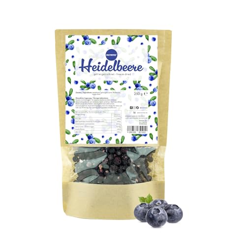 Nutritec Gefriergetrocknete Ganze Heidelbeeren 250g, Beeren gefriergetrocknet ohne Zusätze, Trockenfrüchte im wiederverschließbaren Aromabeutel von Nutritec
