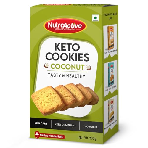 NutroActive Coconut Keto Chewy Cookies (Net Carb 19%) Zero Sugar Gluten Free - 250 gm von NutroActive