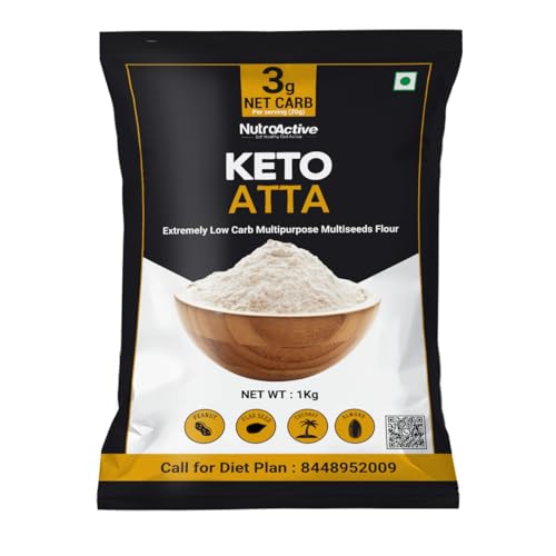 NutroActive Keto Atta (1 G Netto-Kohlenhydrate Pro Roti) Extrem Kohlenhydratarmes Mehl - 1 Kg von NutroActive