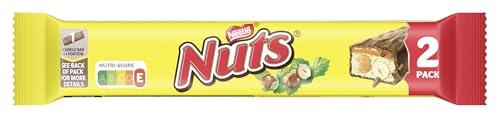 NESTLÉ NUTS 2Pack Schokoriegel, der Klassiker mit ganzen Haselnüssen & Karamell umhüllt von Milchschokolade, 1er Pack (1 x 2 x 30g) von Nuts