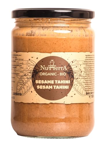 500 g Bio-Sesam Tahini – Cremig und geschmeidig, ohne Zuckerzusatz, gentechnikfrei, glutenfrei, ohne Zusatz- und Konservierungsstoffe von Nutterra (500, Sesam Tahini) von Nutterra