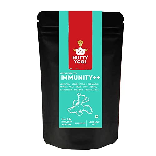 Nutty Yogi Immunity Plus Plus Tea Herbal Green Tea with Active Herbs Like Giloy, Ashwangandha, Tulsi I 100 gm von Nutty Yogi