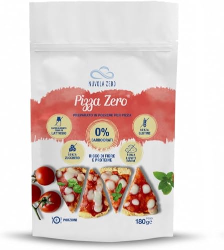 Nuvola Zero – Backmischung für Pizza, 180 g x 2 KetoPizza, Kohlenhydratfrei, Hefefrei, Glutenfrei, Laktosefrei, Zuckerfrei, Hergestellt in Italien von Nuvolazero