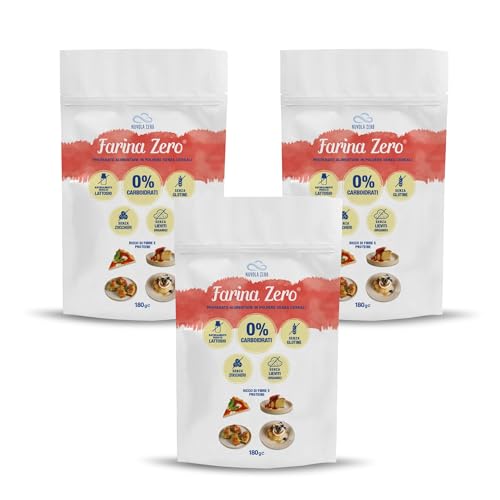 Nuvola Zero - Farina Zero Glutenfreies, geeignet für Pasta, Pizza, Gebäck, glutenfreies Protein Brot, Proteinmehl ohne Kohlenhydrate, laktosefrei, ohne Zucker Lebensmittel, 3 Stück pro Packung, 180g. Nuvola Zero - Farina Zero Glutenfreies, geeignet für Pasta, Pizza, Gebäck, glutenfreies Protein Brot, Proteinmehl ohne Kohlenhydrate, laktosefrei, ohne Zucker Lebensmittel, 3 Stück pro Packung, 180g. von Nuvolazero