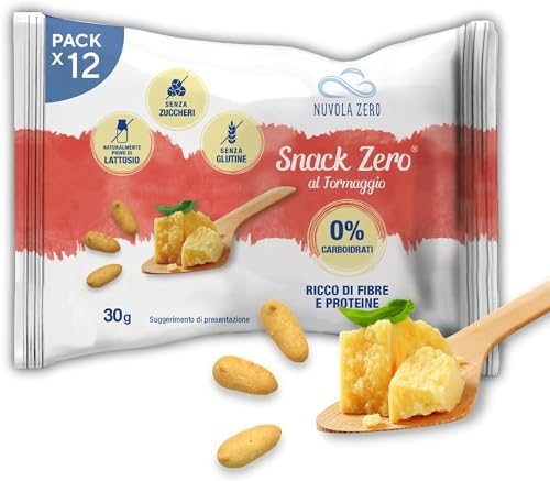 Nuvola Zero - Snack Zero mit Käse, proteinhaltige Snacks, ohne Zucker, ohne Kohlenhydrate, laktosefrei, glutenfrei, Packung mit 12 Stūck Hergestellt in Italien. von Nuvolazero