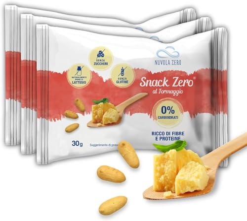 Nuvola Zero - Snack Zero mit Käse, proteinhaltige Snacks, ohne Zucker, ohne Kohlenhydrate, laktosefrei, glutenfrei, Packung mit 3 Stūck Hergestellt in Italien. von Nuvolazero
