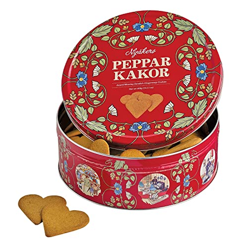 Nyakers - Peppar Kakor - Heart Shape Gingersnaps - Red Tin - 400g von Nyakers