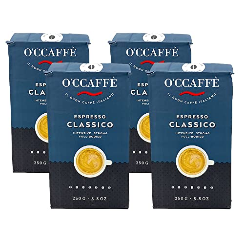 O'CCAFFÈ – Espresso Bar, 4 x 250 gr Kaffee gemahlen Espresso Classico, italienischer Espresso gemahlen, 70% Robusta / 30% Arabica, Gemahlener Kaffee mit feiner Haselnussnote O'CCAFFÈ – Espresso Bar, 4 x 250 gr Kaffee gemahlen Espresso Classico, italienischer Espresso gemahlen, 70% Robusta / 30% Arabica, Gemahlener Kaffee mit feiner Haselnussnote von O'CCAFFE'