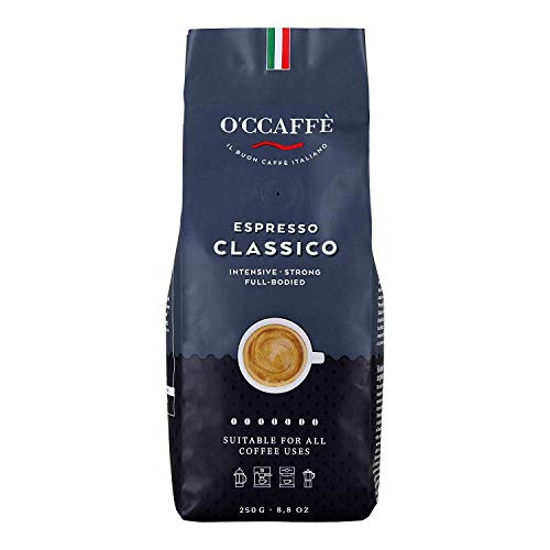 O'CCAFFÈ Espresso Classico | 250 gr ganze Kaffeebohnen | starker, intensiver Kaffee mit feiner Haselnuss Note | Barista-Qualität aus italienischem Familienbetrieb O'CCAFFÈ Espresso Classico | 250 gr ganze Kaffeebohnen | starker, intensiver Kaffee mit feiner Haselnuss Note | Barista-Qualität aus italienischem Familienbetrieb von O'CCAFFE'