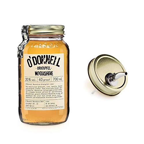 O´Donnell Moonshine Bratapfel + Ausgießer 0,7l Bratapfellikör Apfellikör Geschenkpaket Geschenkset von Zewool