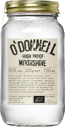 O’Donnell Vodka High Proof – 700ml Moonshine BIO-Vodka mit 50% vol. & dreifacher Destillation – Starker, glasklarer Charakter für echte Moonshiner – Made in Berlin von O'Donnell Moonshine
