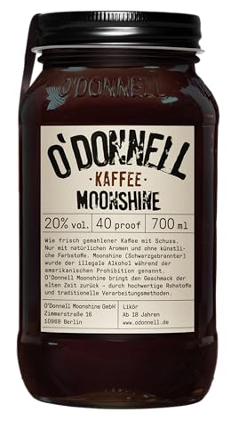 O’Donnell Moonshine Kaffeelikör Vegan (700ml) – Vollmundiger Coffee Likör (20%) mit belebender Kaffee-Power und lang anhaltendem Aroma – Perfekt für Cocktails und puren Genuss, Made in Berlin von O'Donnell Moonshine