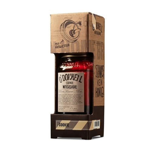 O’Donnell Moonshine Cookie Likör (700ml) + Ausgießer – Kekslikör mit Schokolade, Vanille & Karamell – Süßer Geschmack wie hausgemachte Cookies – 20% Alkohol im Original Mason Jar – Made in Berlin von O'Donnell Moonshine