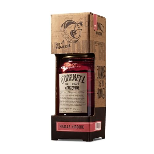 O’Donnell Moonshine Pralle Kirsche Likör (700ml) + Ausgießer – Premium Kirschlikör mit fruchtiger Kirsche & Vanille – Ideal pur oder für Cocktails – 20% Alkohol im Original Mason Jar – Made in Berlin von O'Donnell Moonshine