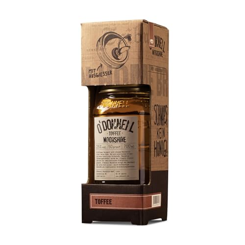 O’Donnell Moonshine Toffee Likör + praktischer Ausgießer - 700ml Premium Karamell Whiskey Likör (süß-kräftig & leicht rauchig) im Original Mason Jar – Made in Berlin – 25% Alkohol zum genießen von O'Donnell Moonshine