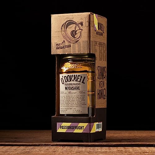 O’Donnell Moonshine Passionfruit Likör (700ml) + Ausgießer – Premium Likör mit echtem Fruchtsaft – Exotisch, Fruchtig & Ohne künstliche Aromen – 20% Alkohol im Original Mason Jar – Made in Berlin von O'Donnell Moonshine