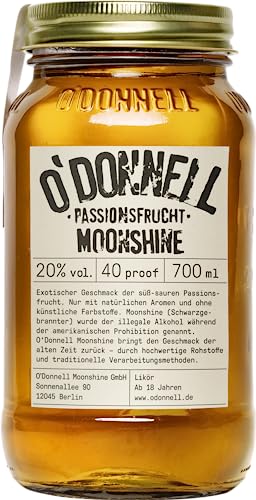 O’Donnell Moonshine Likör Passionsfrucht (700ml) – Premium Exotischer Frucht-Likör mit Echtem Passionsfruchtsaft, 20% vol. – Made in Berlin – Ohne künstliche Aromen & Farbstoffe von O'Donnell Moonshine