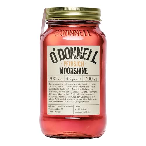 O'Donnell Moonshine - Pfirsich Likör (700ml) - Handwerklich hergestellte Spirituosen aus Berlin - Sommer Edition - 20% Vol. Alkohol von O'Donnell Moonshine