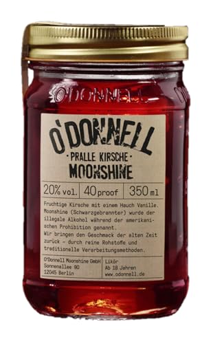 O'Donnell Moonshine “Pralle Kirsche” Likör (350 ml) I Made in Germany I Natürliche Zutaten I Premium Kirsch Schnaps nach Amerikanischer Tradition I 20% Vol. Alkohol von O'Donnell Moonshine