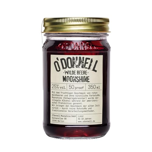 O’Donnell Moonshine Wilde Beere Likör (350ml Probiergröße) Natürlich-süßer Wildberry Beerenlikör mit Himbeeren, Trauben & Brombeeren, 25% vol. – Made in Berlin im Original Masion Jar von O'Donnell Moonshine
