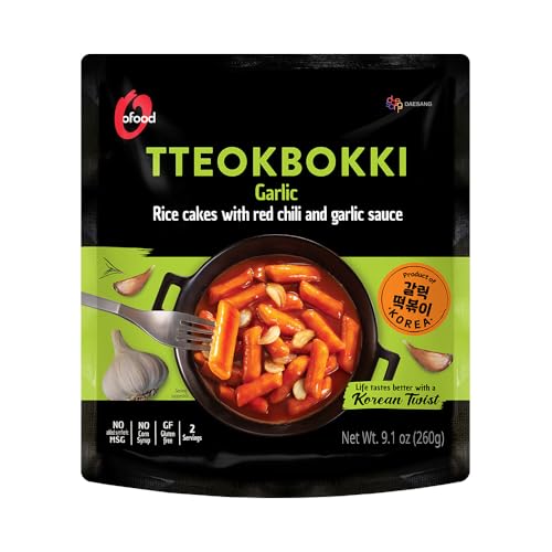 [ChungJungOne] O'Food Tteokbokki Knoblauch – koreanische würzige Reiskuchen mit Knoblauch, 260 g [2 Portionsgrößen] von O’Food