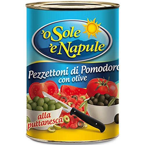 Chunks von Tomaten mit Oliven alla Puttanesca 400gr - "O Sol e Napule" - Box 12 Stück von O Sole e Napule
