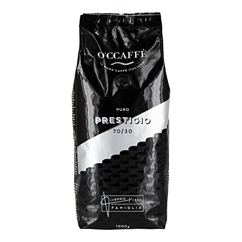 O'CCAFFÈ – Prestigio 70/30 | 1 kg ganze Kaffeebohnen aus 70% Arabica 30% Robusta | Italienischer Premium Kaffee aus extra langsamer Trommelröstung von O'CCAFFE'