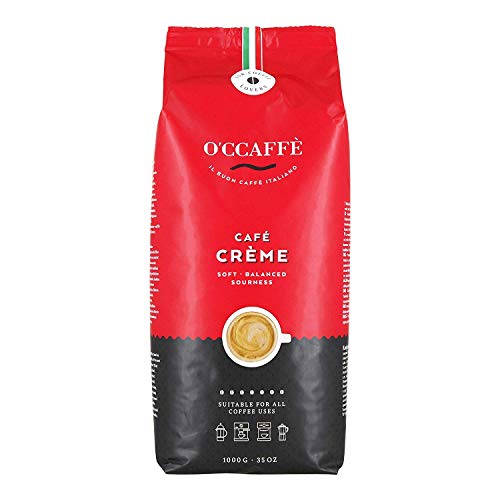 O'CCAFFÈ – 1x1kg Kaffee Crème, 50% Robusta - 50% Arabica, ganze Kaffeebohnen, Trommelröstung aus Italien von O'CCAFFE'