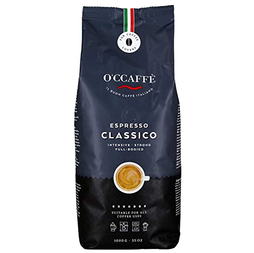 O'CCAFFÈ – Espresso Classico | 1 kg ganze Kaffeebohnen | starker, intensiver Kaffee mit feiner Haselnuss Note | Barista-Qualität aus italienischem Familienbetrieb von O'ccaffe