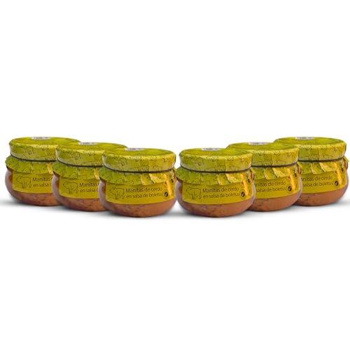 Schweinefüße 610gr (6 Stück). Familiäres, hausgemachtes und handwerkliches Rezept. Schweinefüße in Steinpilzsoße. Originelles Geschenk für alle. 100% Spanien. Geschmorte Schweinefüße. von OBRADOR LOS CARACOLES