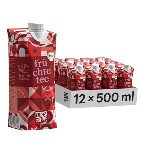 Ocha Ocha® - Bio Eistee zuckerfrei & koffeinfrei - 24x500ml - Bio Früchtetee Ohne Zucker - Ohne Süßungsmittel - Kinder Tee 100% ungesüßt - Vorratspack von OCHA OCHA