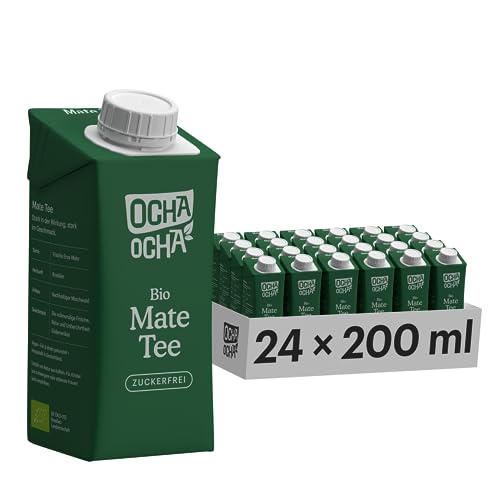 Mate Tee Bio - To Go trinkfertig & zuckerfrei - 24x200ml - Blumiger Geschmack der Erva Mate - zero Kalorien - 100% pur und frisch gebrüht - Fair - koffeinhaltig von OCHA OCHA