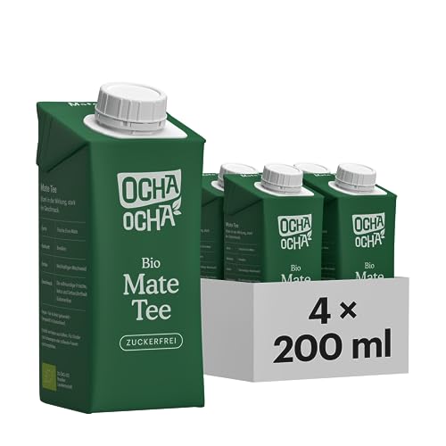 Ocha-Ocha® - Bio-Mate-Tee - 100% Pflanze - zuckerfrei - zero Kalorien - trinkfertig - frisch gebrüht - bio & fair aus Brasilien und direkt gehandelt 4x200ml von OCHA OCHA