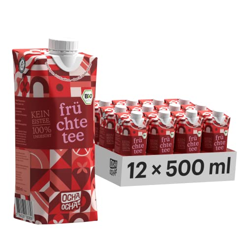 Ocha Ocha® - Bio Eistee 100% zuckerfrei & koffeinfrei - Bio Früchtetee für Kinder und Diabetiker geeignet - Ohne Süßungsmittel - Vorratspack 12x500ml von OCHA OCHA