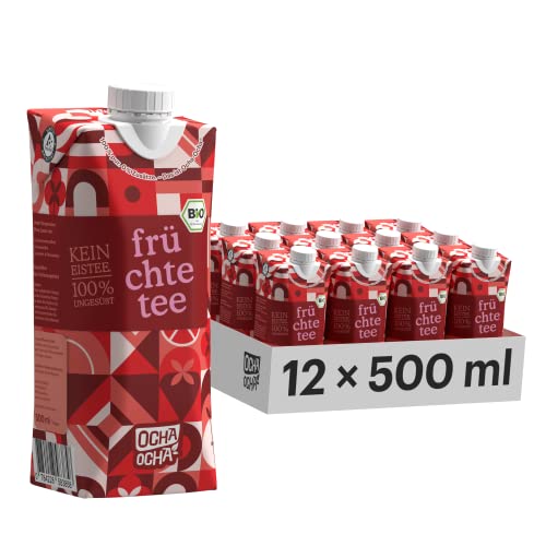 Ocha Ocha® - Bio Eistee zuckerfrei & koffeinfrei - 12x500ml - Bio Früchtetee Ohne Zucker - Ohne Süßungsmittel - Kinder Tee 100% ungesüßt - Ohne Schwarztee von OCHA OCHA