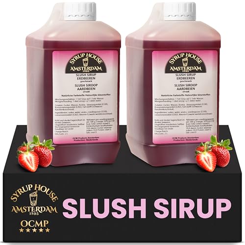 OCMP 2 x 2L Slush Sirup Erdbeere AZO Frei – 1:5 Hochkonzentrierter Erdbeersirup – Getränkesirup für die Slush Maschine, Wassereis, Limonaden – Sirup für Wasser für Gewerbe oder Zuhause OCMP 2 x 2L Slush Sirup Erdbeere AZO Frei – 1:5 Hochkonzentrierter Erdbeersirup – Getränkesirup für die Slush Maschine, Wassereis, Limonaden – Sirup für Wasser für Gewerbe oder Zuhause von OCMP
