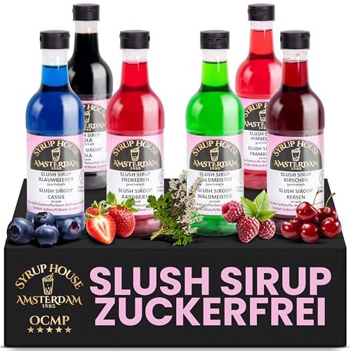 OCMP 6 x 0,2L Slush Sirup Zuckerfrei AZO Frei - Hochkonzentrierter Getränkesirup ohne Zucker für die Slush Maschine, Wassereis & Limonaden - Blaubeere, Erdbeere, Waldmeister, Kirsche, Himbeere, Cola OCMP 6 x 0,2L Slush Sirup Zuckerfrei AZO Frei - Hochkonzentrierter Getränkesirup ohne Zucker für die Slush Maschine, Wassereis & Limonaden - Blaubeere, Erdbeere, Waldmeister, Kirsche, Himbeere, Cola von OCMP