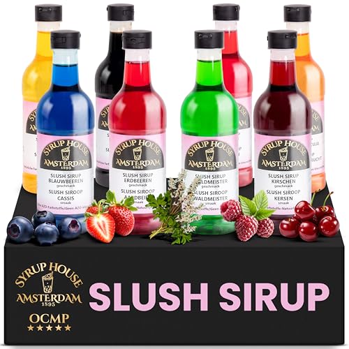 OCMP 8 x 0,2L Slush Sirup AZO Frei - 1:5 Getränkesirup für Slush Eis, Wassereis, Sirup für Wasser & Cocktails - Cola, Blaubeere, Erdbeere, Waldmeister, Kirsche, Himbeere, Mango-Maracuja, Zitrone OCMP 8 x 0,2L Slush Sirup AZO Frei - 1:5 Getränkesirup für Slush Eis, Wassereis, Sirup für Wasser & Cocktails - Cola, Blaubeere, Erdbeere, Waldmeister, Kirsche, Himbeere, Mango-Maracuja, Zitrone von OCMP