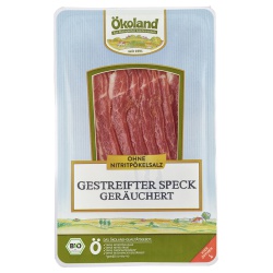 Gestreifter Speck, geräuchert, geschnitten von Ökoland