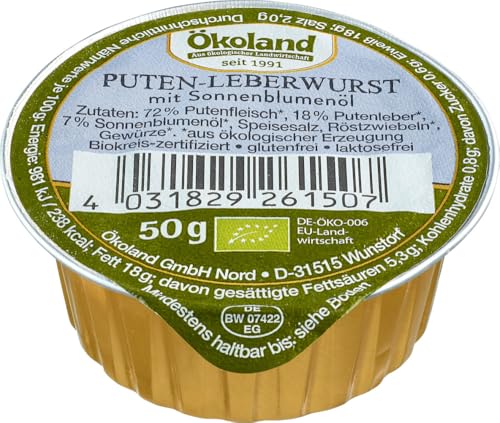 ÖKOLAND Bio Puten-Leberwurst mit Sonnenblumenöl (1 x 50 gr) von Ökoland