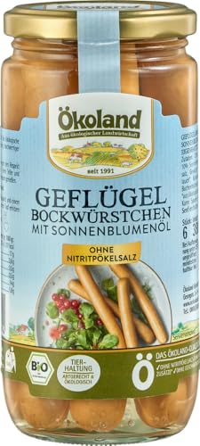 ÖKOLAND Bio Geflügel-Bockwürstchen mit Sonnenblumenöl (1 x 380 gr) von Ökoland